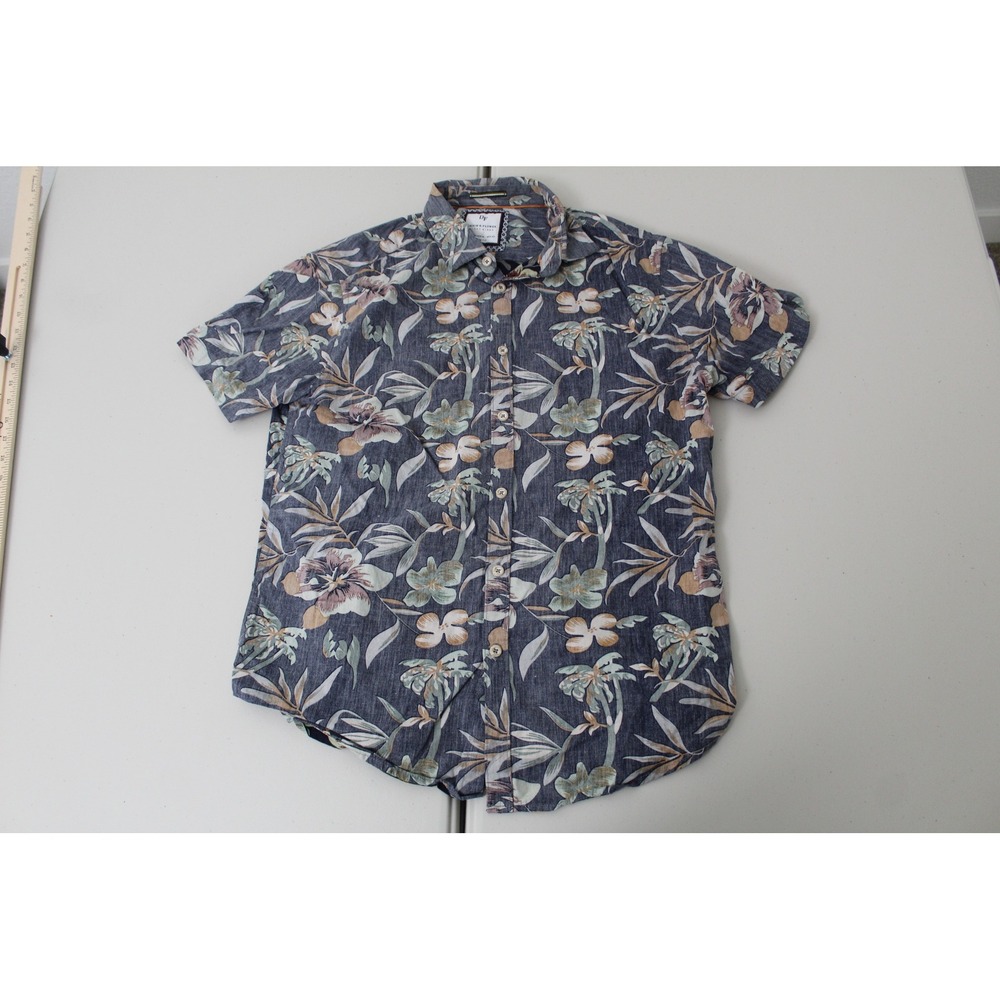 Denim & Flower Ricky Singh Mens Medium Slim Fit Tropical Floral Button Up Shirt